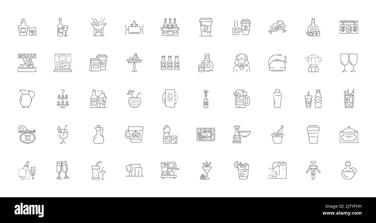 Bar ideas, linear icons, line signs set, vector collection Stock Vector