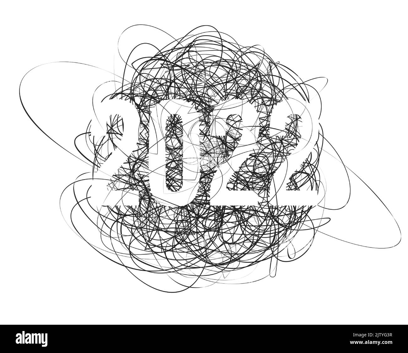 2023 numbers on chaotic lines background. Happy New Year event poster, greeting card cover, 2023 calendar design, invitation to celebrate New Year and Stock Vector