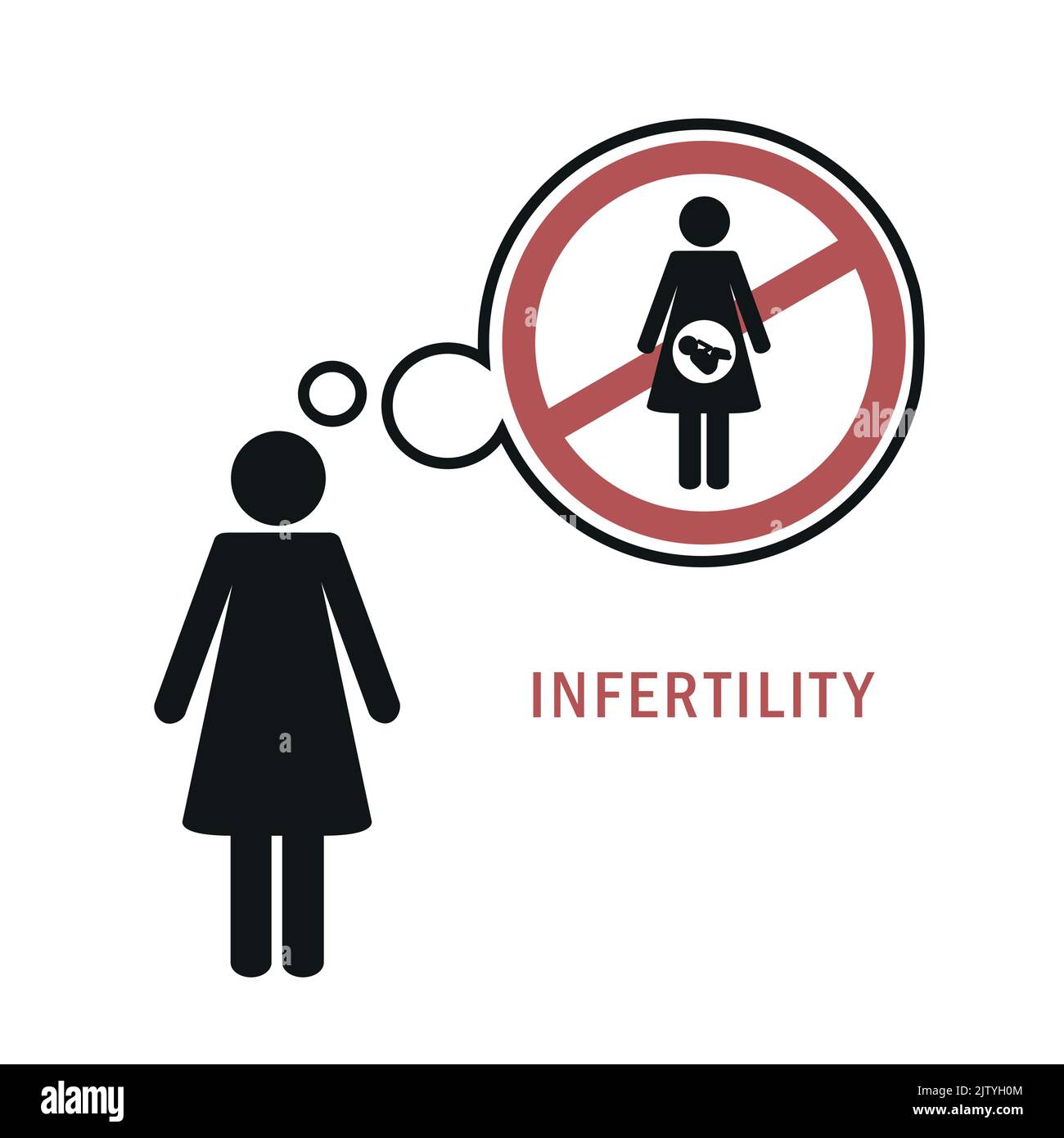 infertility sad woman think about baby womens health pictogram Stock Vector
