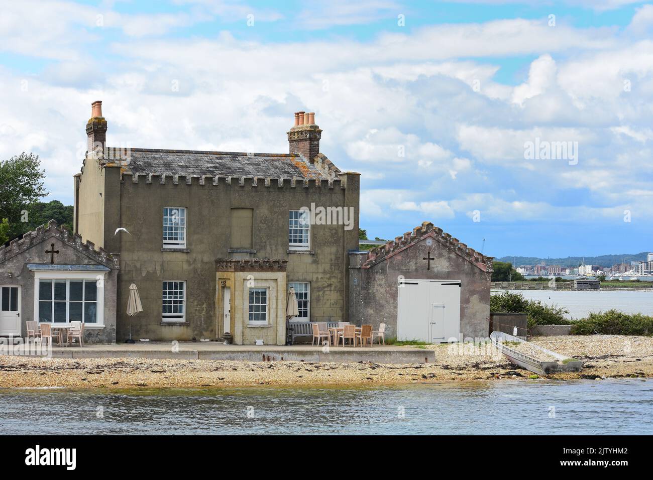 Beach House on Brownsea Island Dorset Stock Photo