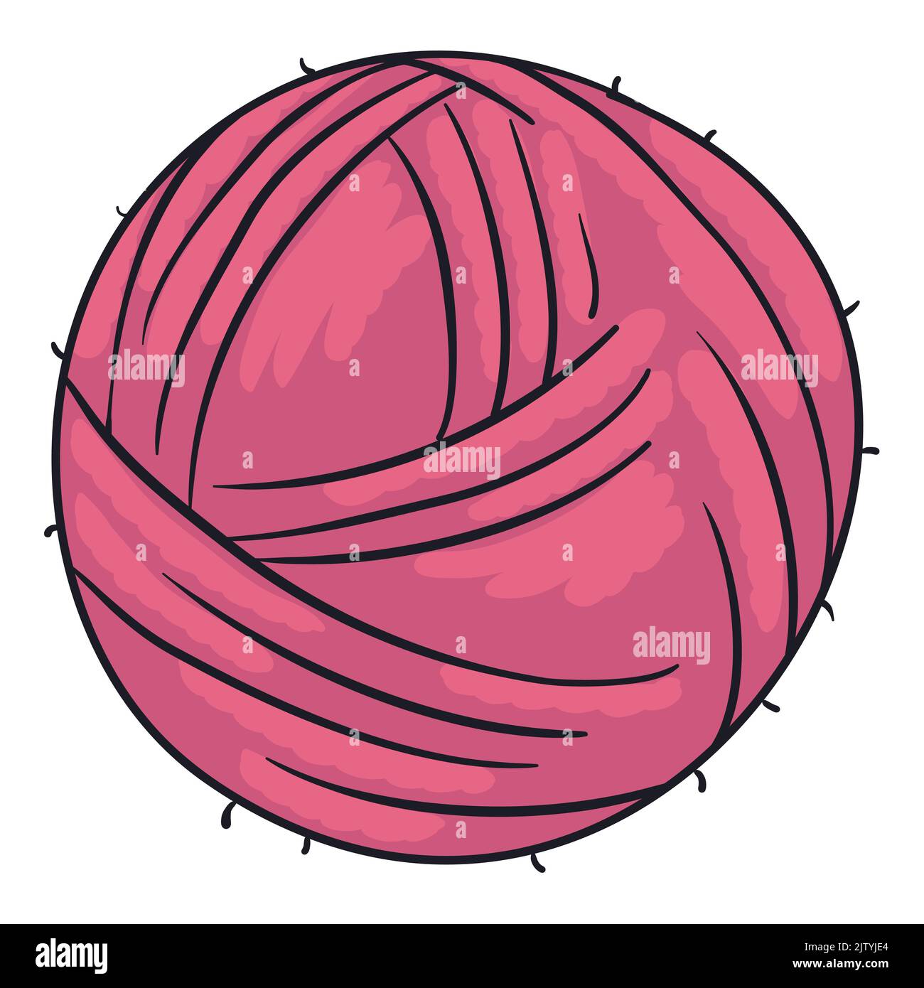 Ball of yarn or wool in pink color, isolated over white background