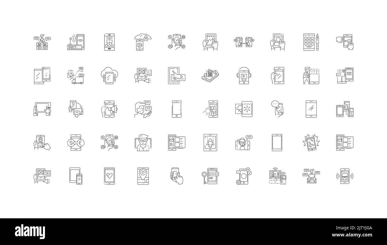 Cell phone ideas, linear icons, line signs set, vector collection Stock ...