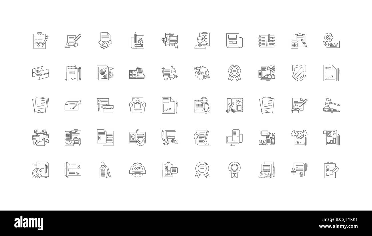Certification ideas, linear icons, line signs set, vector collection Stock Vector