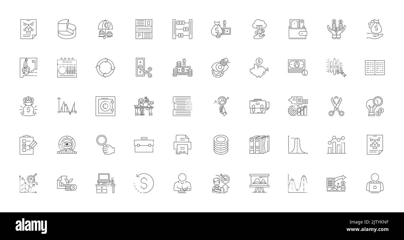 Accounting ideas, linear icons, line signs set, vector collection Stock ...