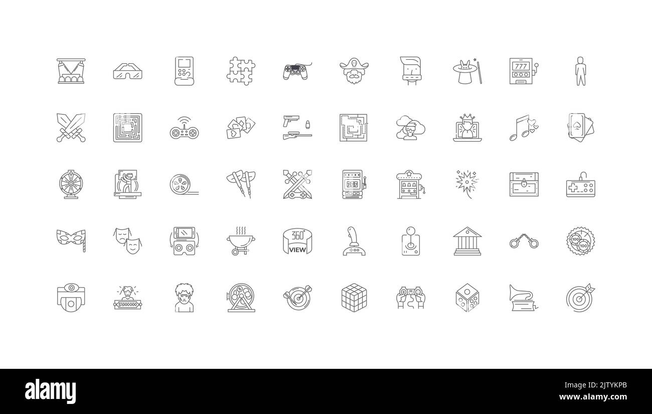 Gaming ideas, linear icons, line signs set, vector collection Stock Vector