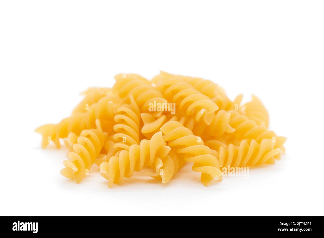 Pasta in a close up, pasta, fusilli, noodle, white background, cropped