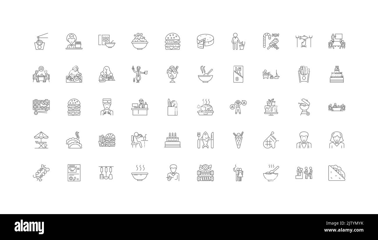 Eating ideas, linear icons, line signs set, vector collection Stock Vector