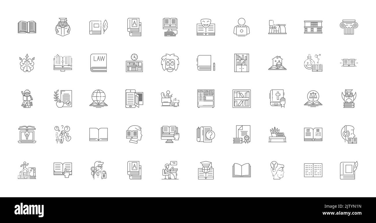 Books ideas, linear icons, line signs set, vector collection Stock Vector