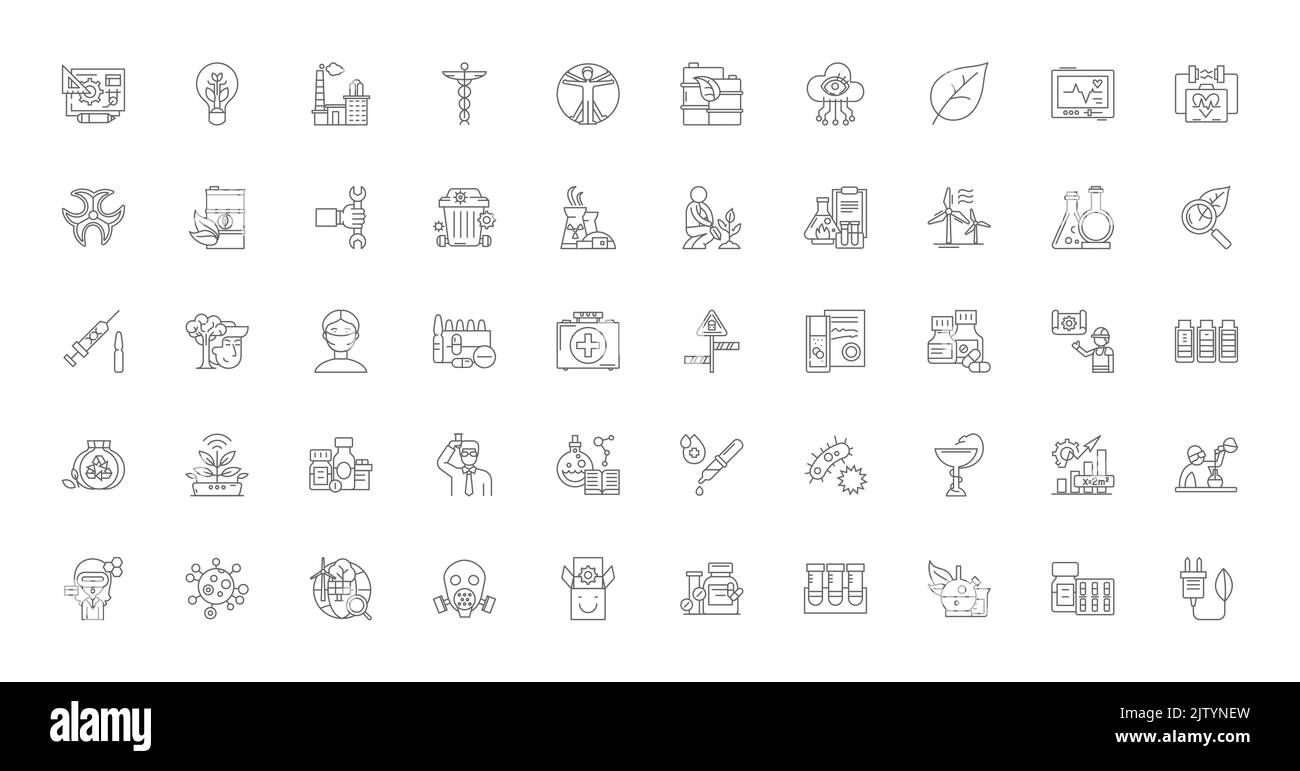 Biotechnology ideas, linear icons, line signs set, vector collection Stock Vector
