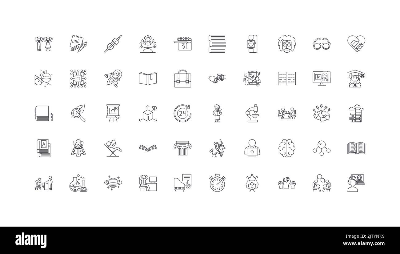 Education set ideas, linear icons, line signs set, vector collection Stock Vector