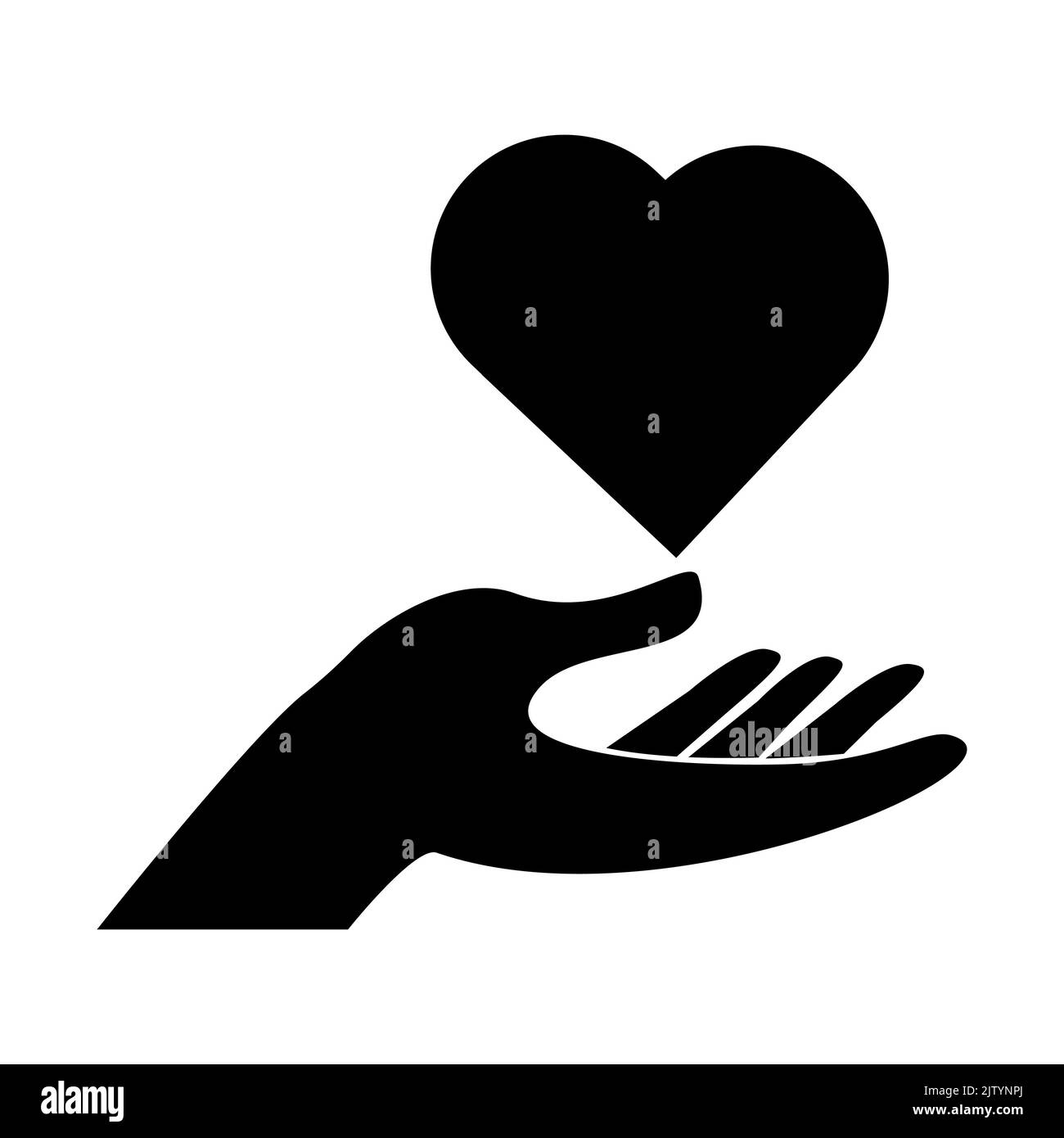 Human hand silhouette heart shape charity concept isolated on white background. Arm with fingers, helpful gesture. Vector illustration Stock Vector