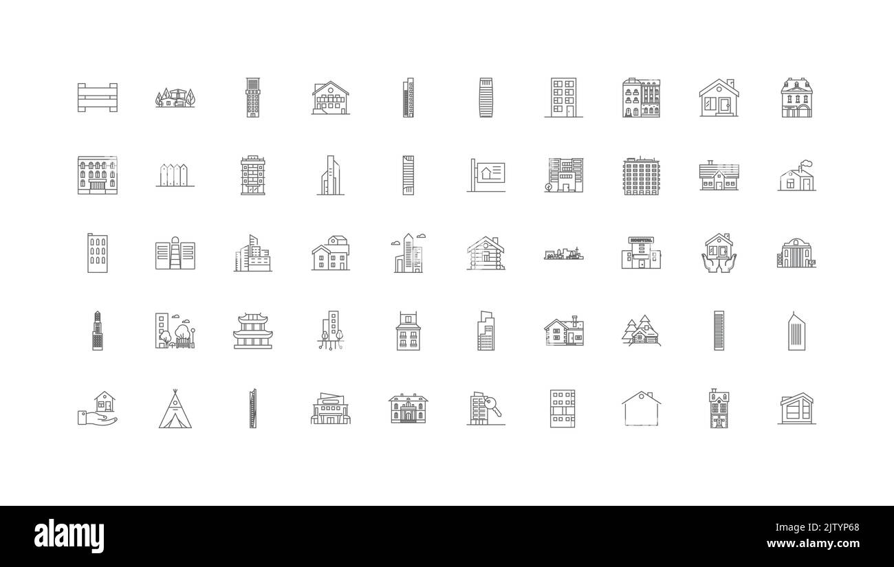 Houses ideas, linear icons, line signs set, vector collection Stock ...