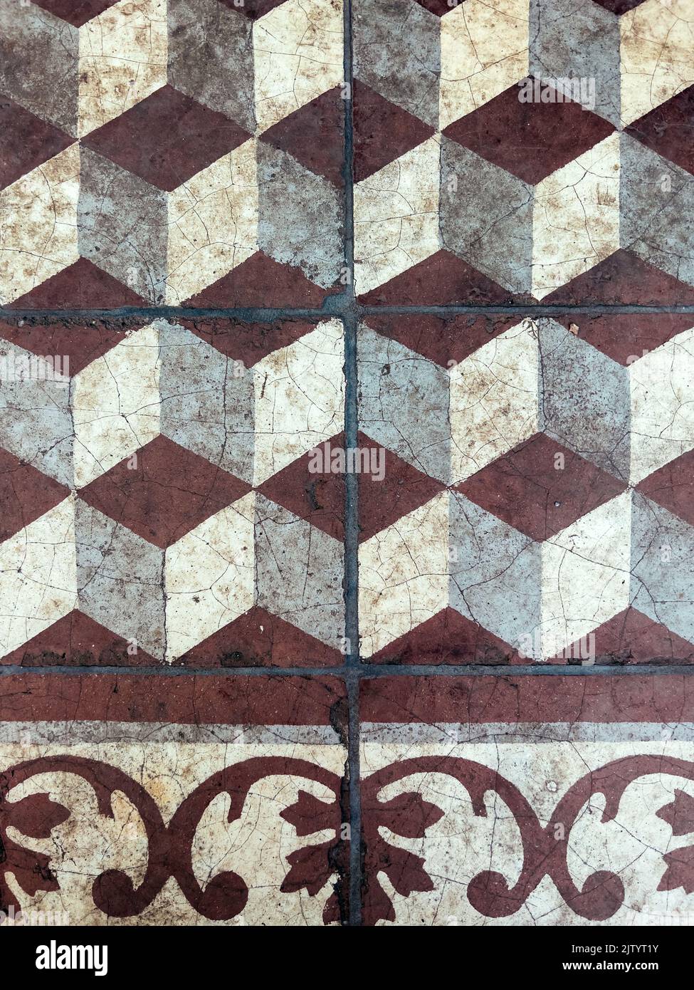 Three Tile High Pattern An ornamented classic floor with three-dimensional Hungarian Tiled with ...