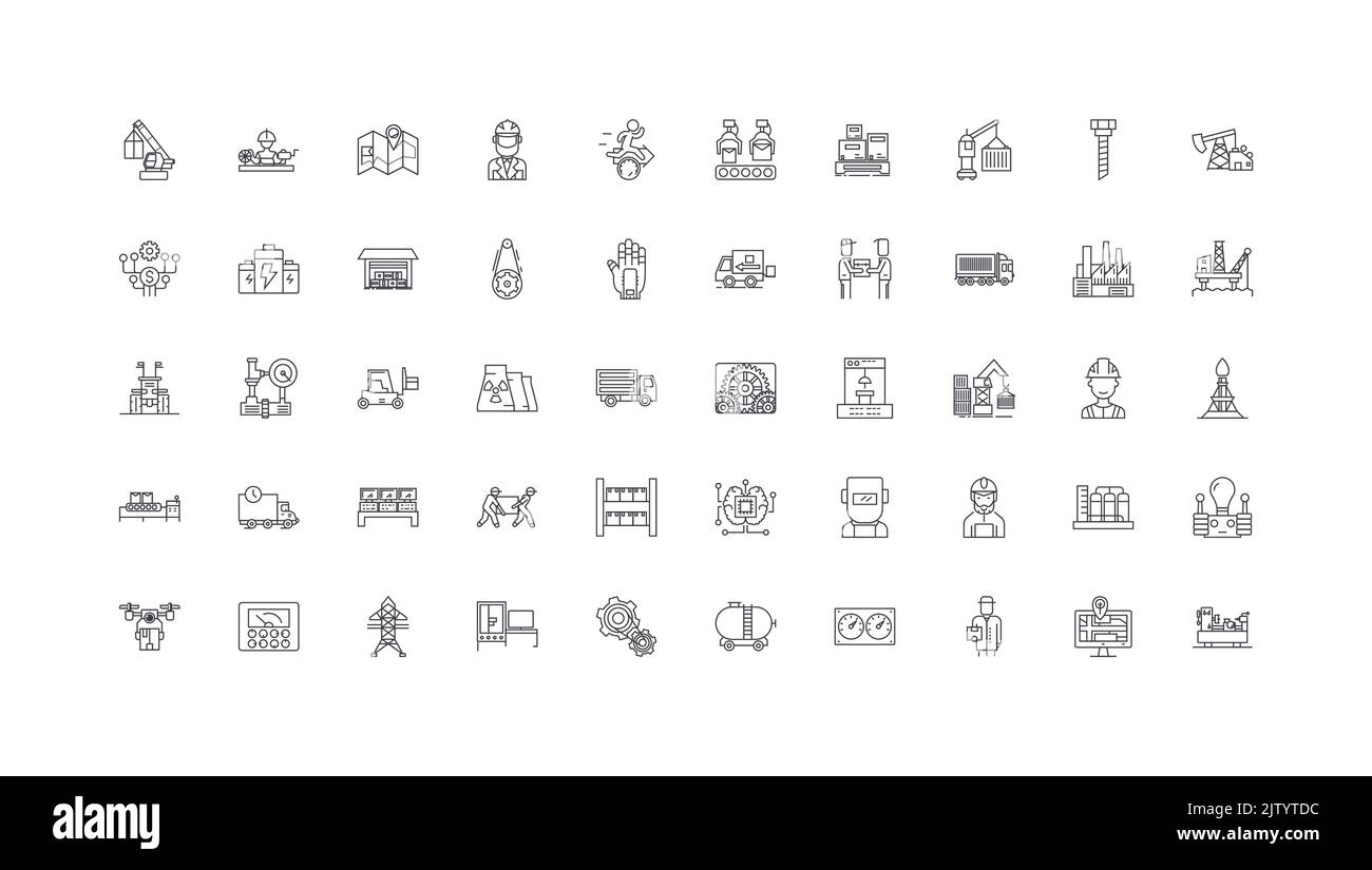 Industry set ideas, linear icons, line signs set, vector collection Stock Vector