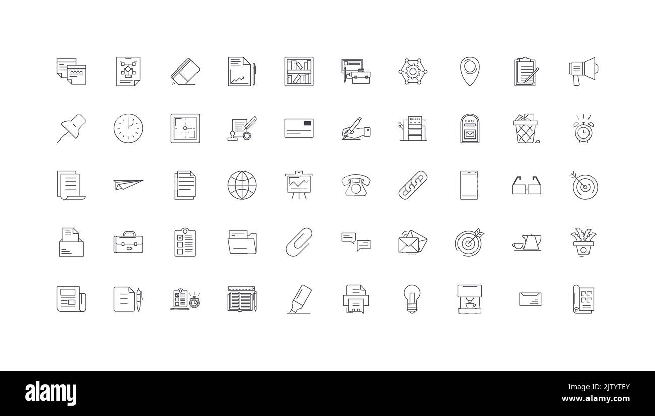 Office set ideas, linear icons, line signs set, vector collection Stock ...