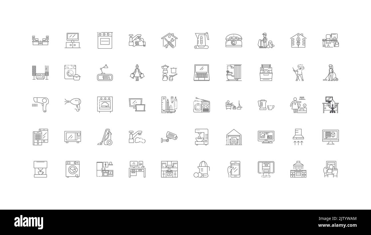 Smart home ideas, linear icons, line signs set, vector collection Stock Vector