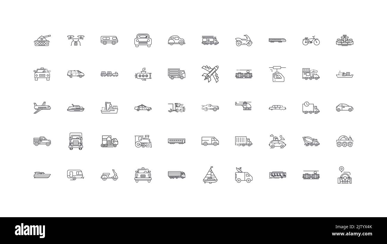 Transport ideas, linear icons, line signs set, vector collection Stock Vector