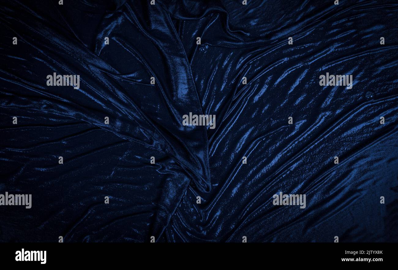 Wet velvet fabric making abstract blue banner background Stock Photo Alamy