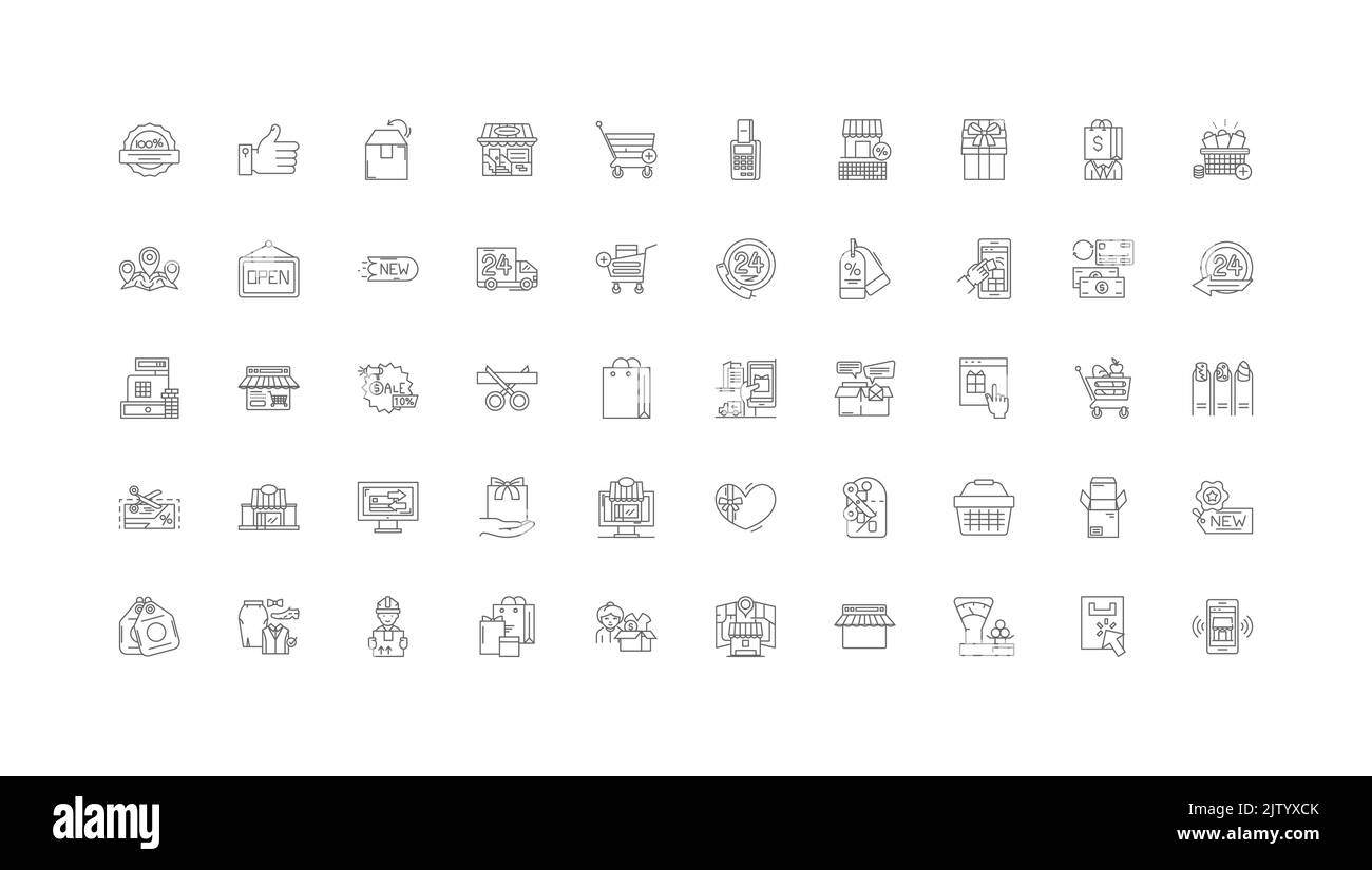 Retailer ideas, linear icons, line signs set, vector collection Stock ...