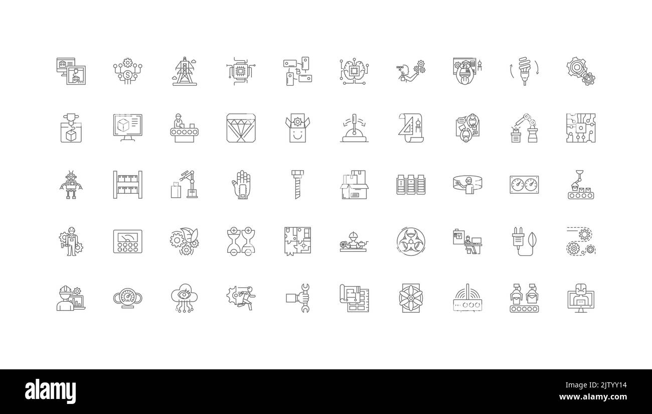 Technology ideas, linear icons, line signs set, vector collection Stock ...