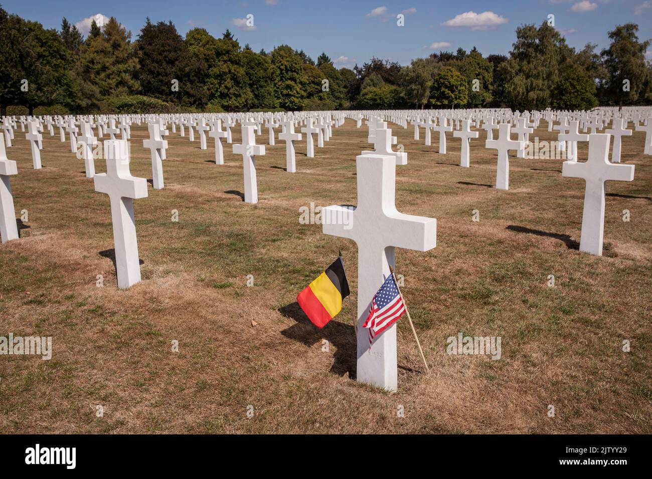 Henri-Chapelle American Cemetery and Memorial, US military cemetery near Welkenraedt, Wallonia, Belgium. 7992 fallen American soldiers rest here. Henr Stock Photo