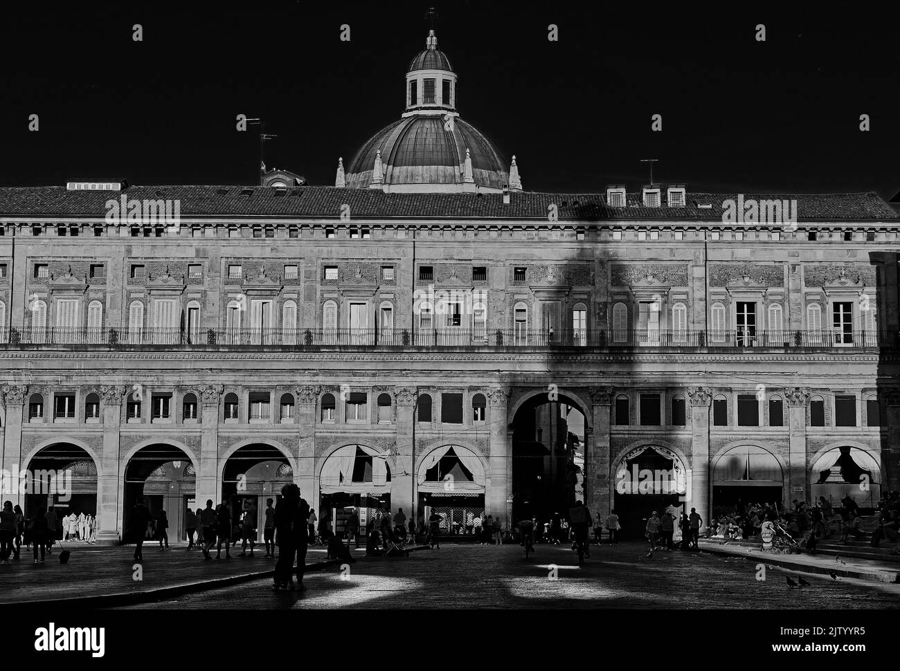 Italy, Bologna, Toscany, Fresco, Church, Station, Piazza Maggiore, Biblioteca Stock Photo