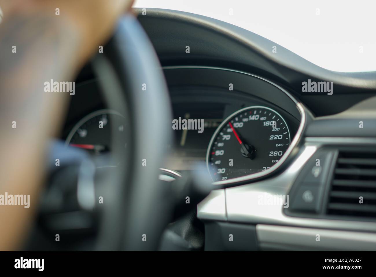 The Hand holding the car steering wheel while driving with car ...