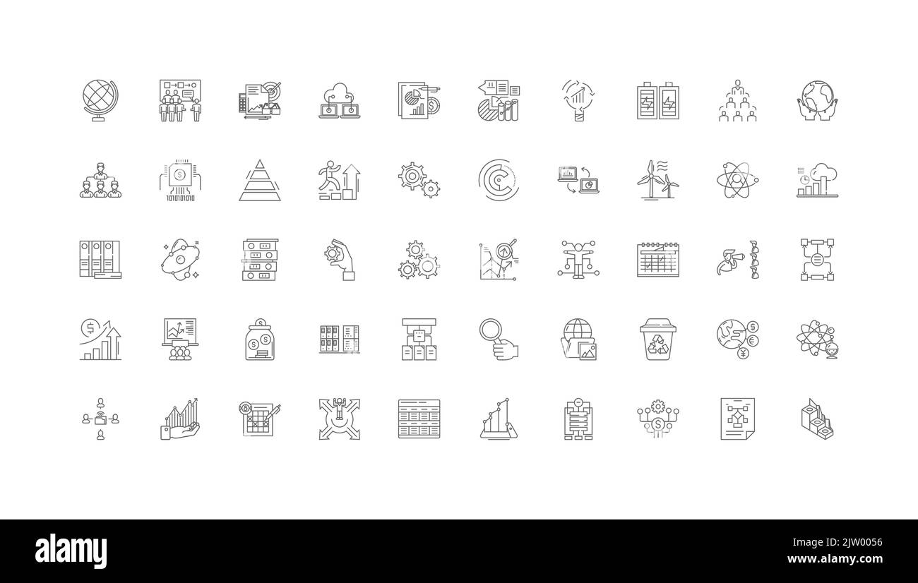System concept illustration, linear icons, line signs set, vector collection Stock Vector