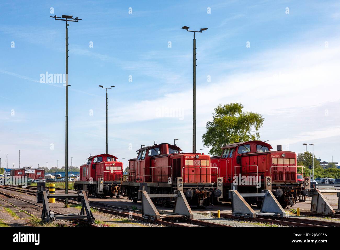 Series 294 shunting locomotives at the siding in the Kaiserhafen in Bremerhaven Stock Photo