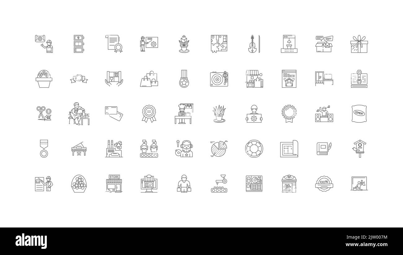 Quality, linear icons, line signs set, vector collection Stock Vector