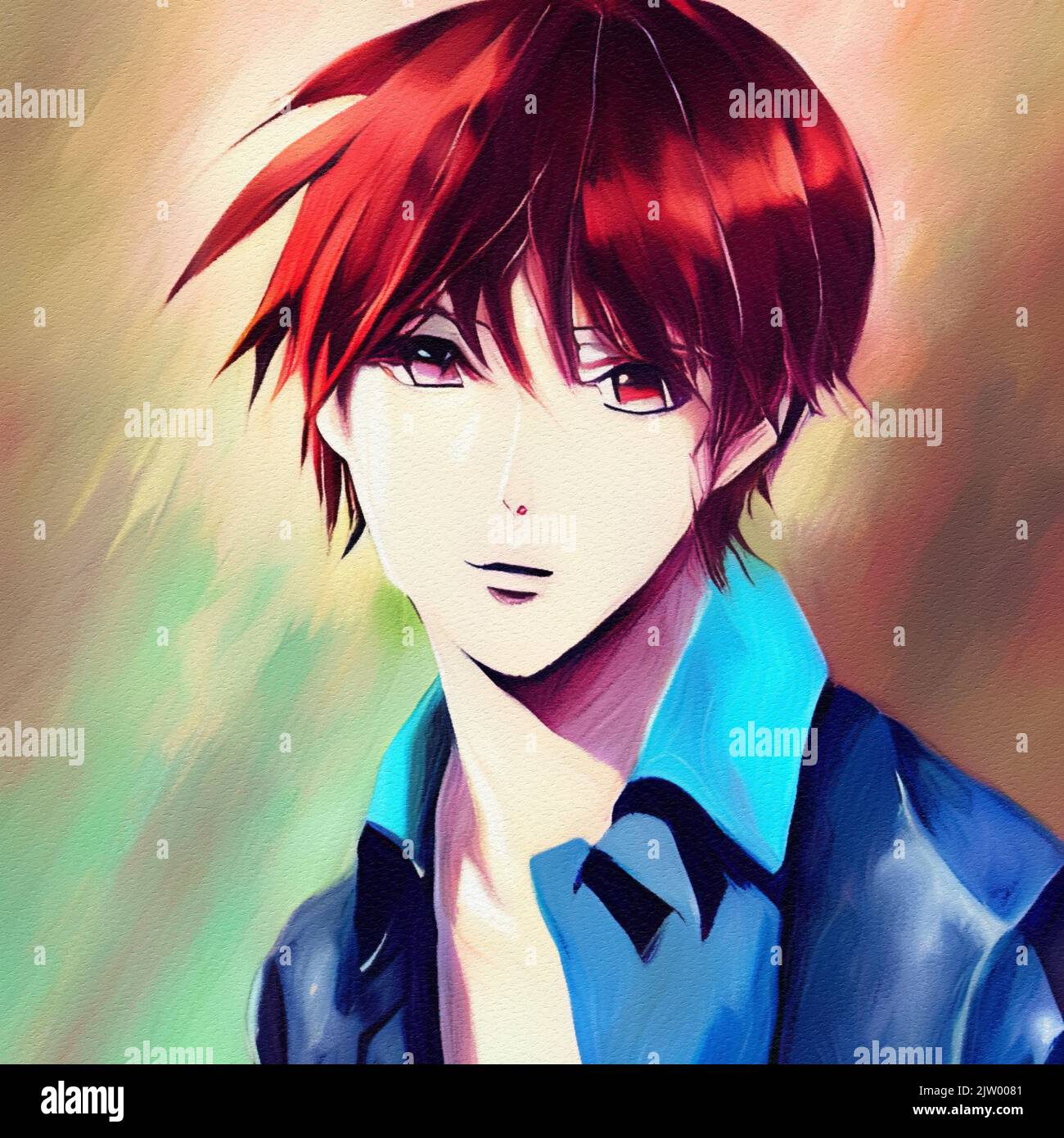 Anime Boys With Red Hair And Blue Eyes