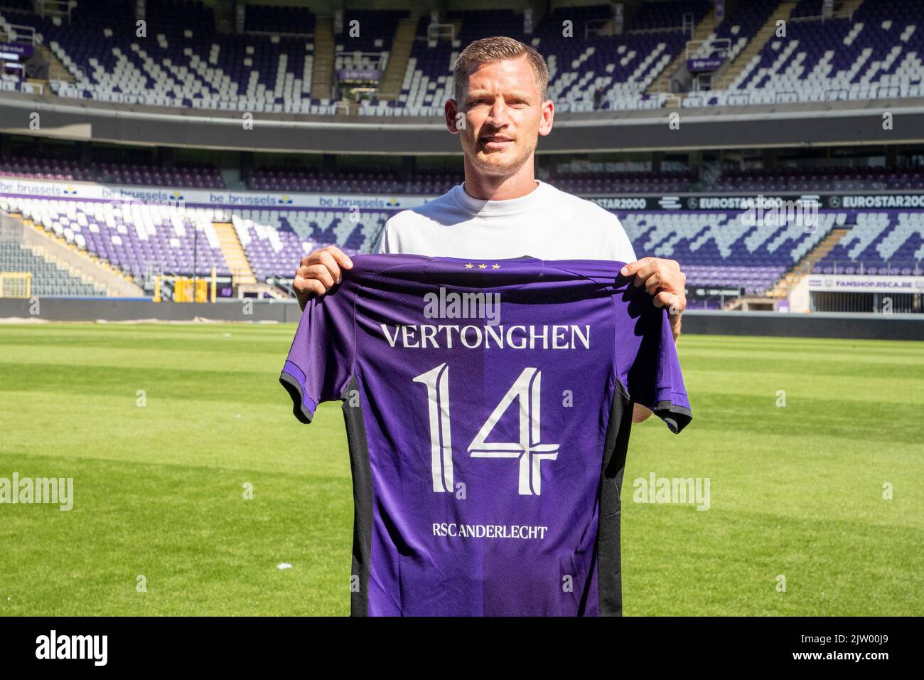 NEERPEDE, BELGIUM - AUGUST 04 : Enock Agyei during the photoshoot of Rsc  Anderlecht Futures on