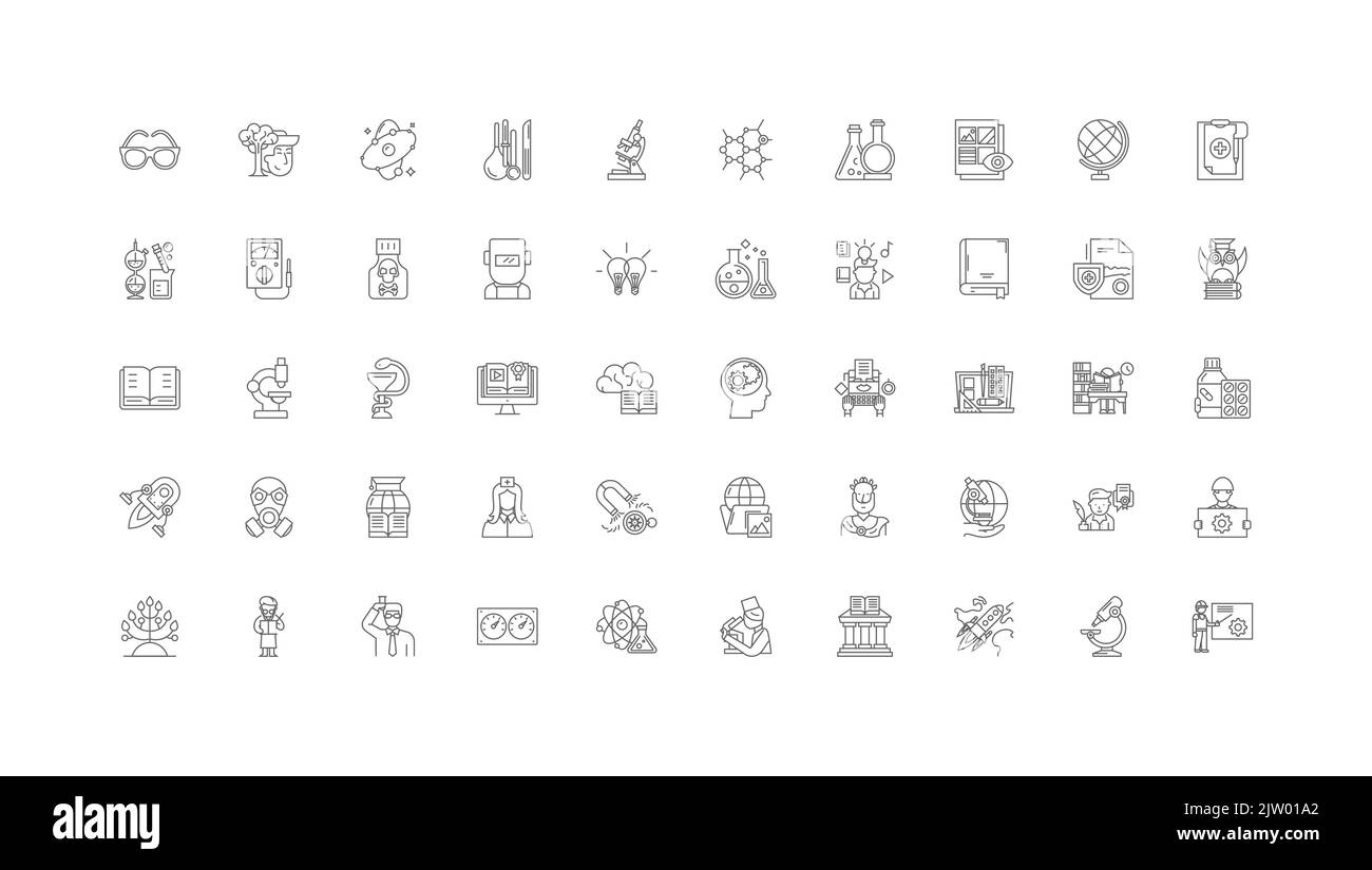 Laboratory concept illustration, linear icons, line signs set, vector ...