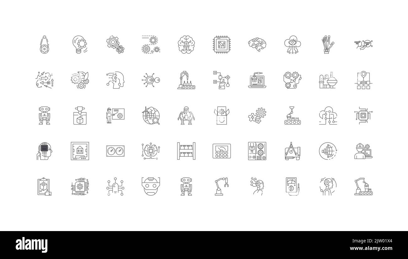 Future technologies ideas, linear icons, line signs set, vector collection Stock Vector