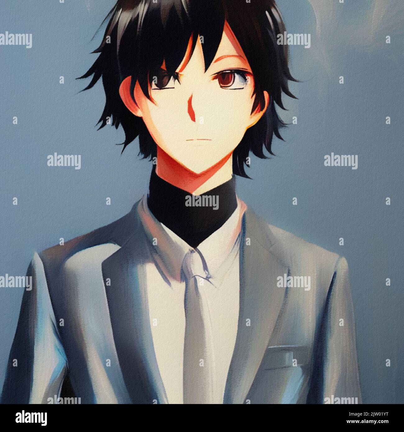 Stylish dressed anime boy Stock Illustration