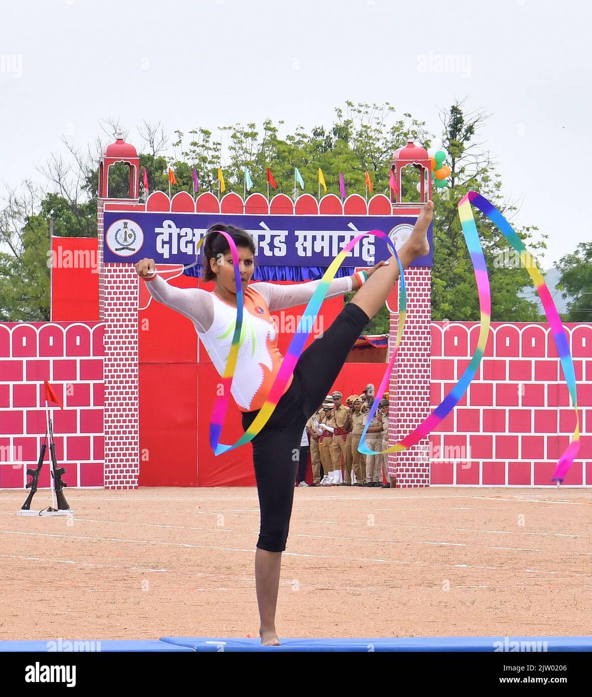 Jaipur, India, September 2, 2022 Police personnel demonstrate their