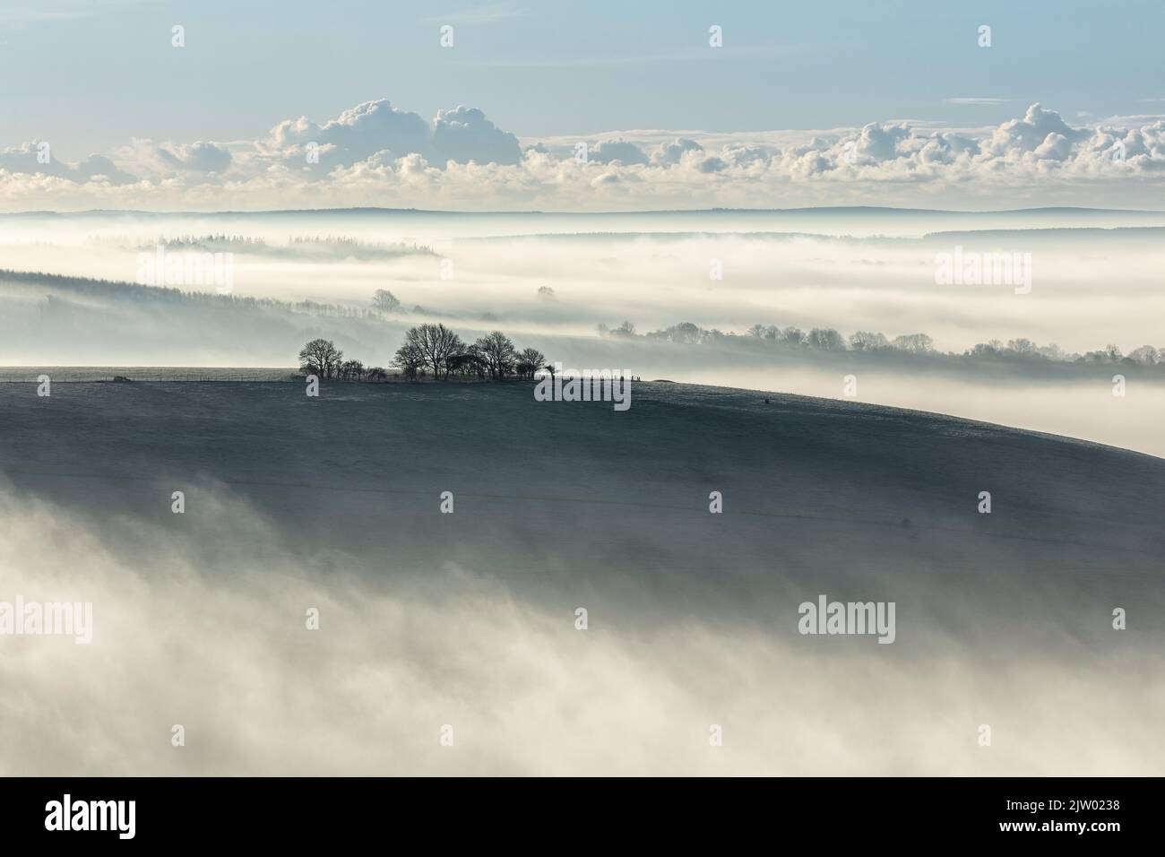 View across the Blackmore Vale from Melbury Hill near Shaftesbury, Dorset, England, UK Stock Photo