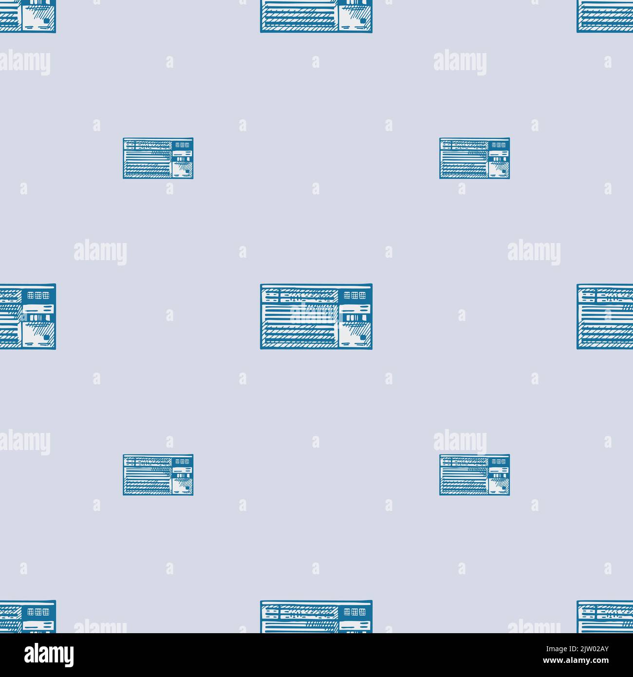 Retro radio engraved seamless pattern. Vintage media equipment in hand