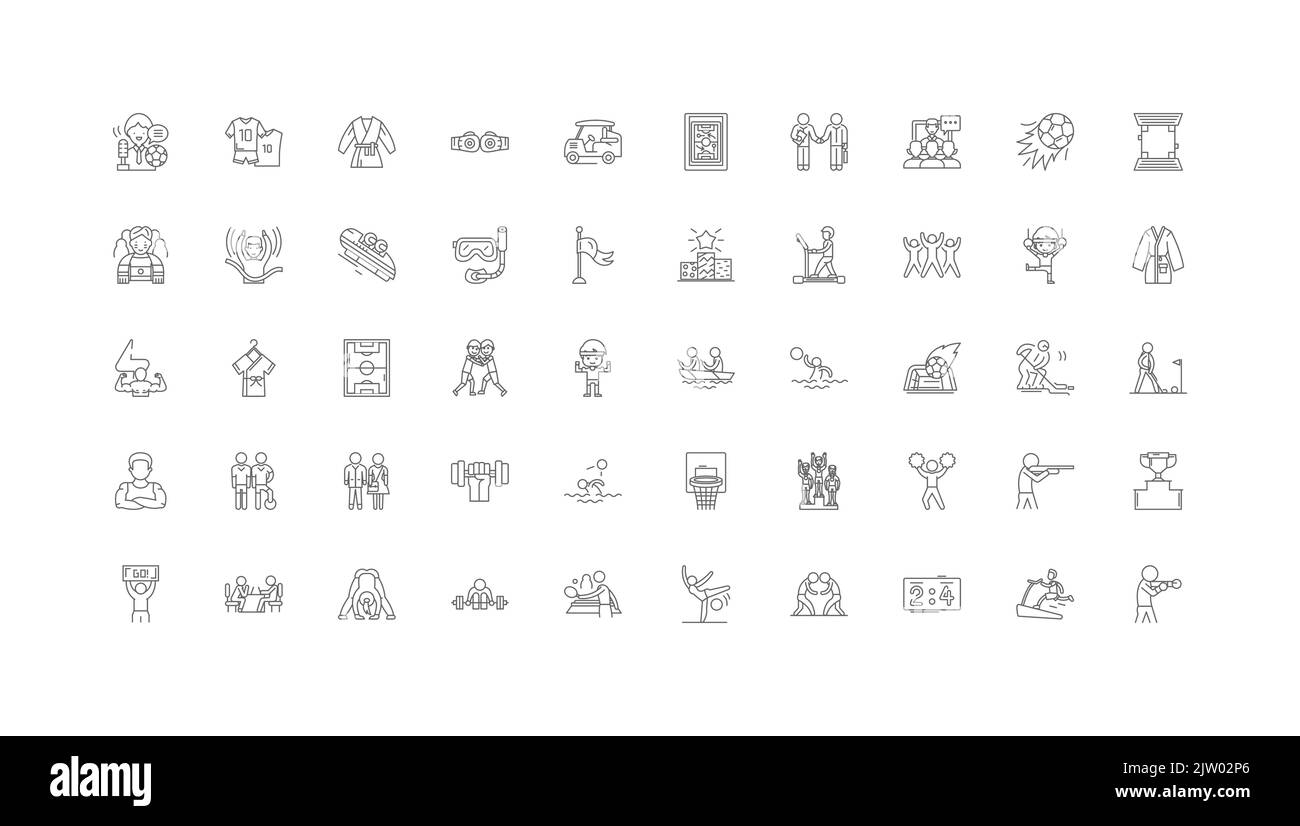 Competition ideas, linear icons, line signs set, vector collection Stock Vector