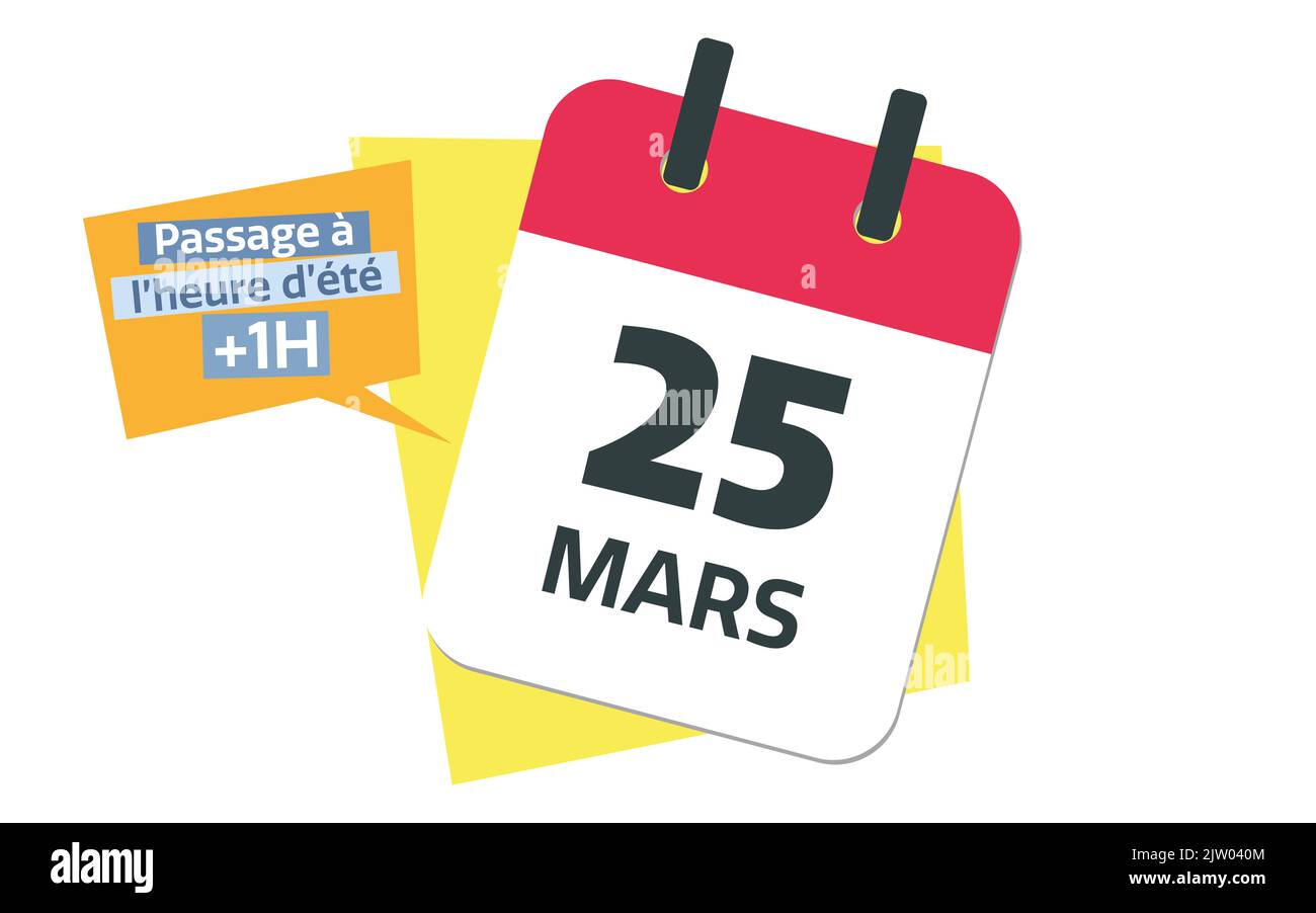 french 25 march 2023 calendar date daylight saving time day Stock Photo