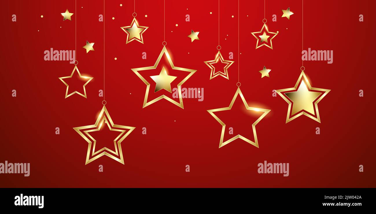 gold stars ornatments festive design banner Stock Photo