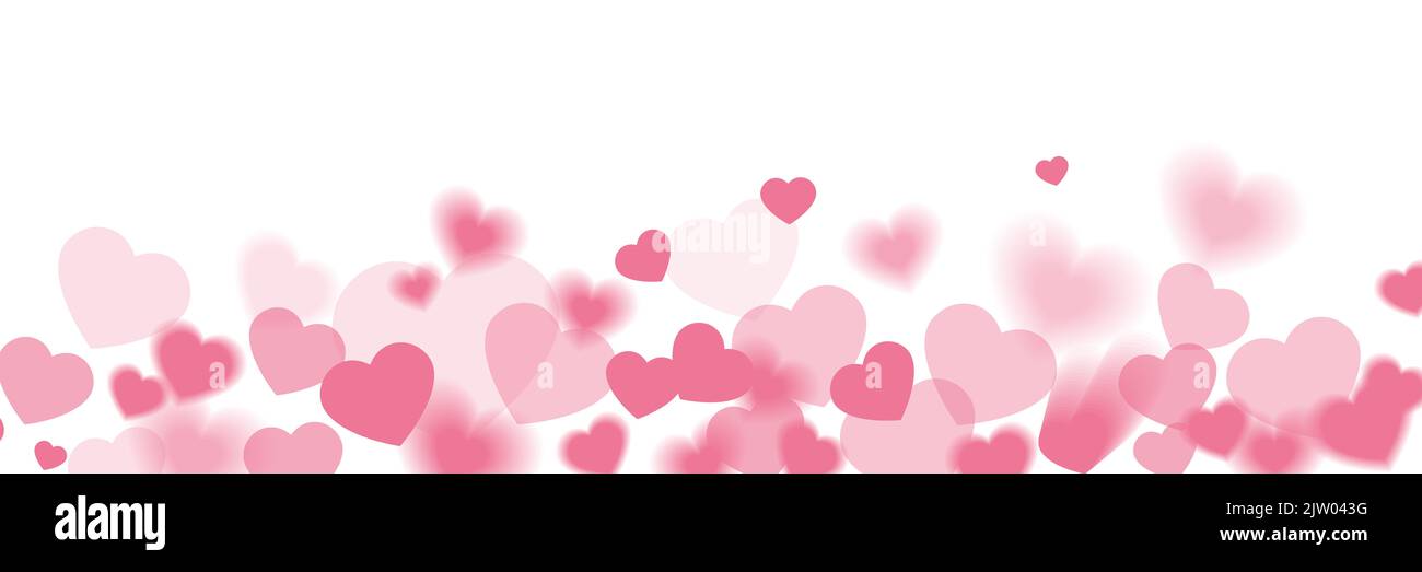 Pink hearts illustration banner love background Stock Photo
