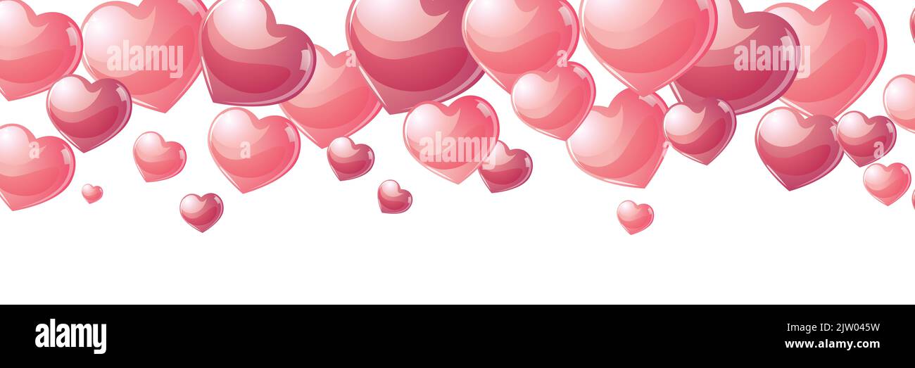 Pink hearts illustration banner love background Stock Photo - Alamy