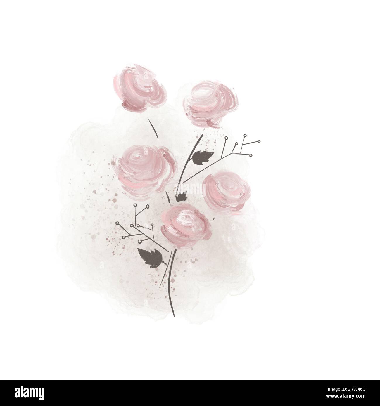 Sweet flowers illustration watercolor and painting Stock Photo