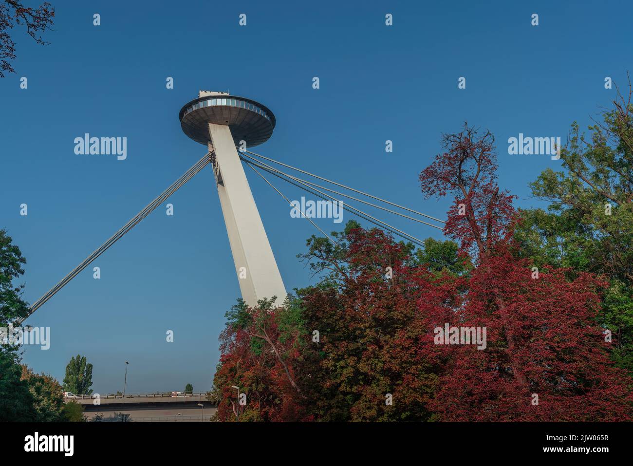 UFO Tower at SNP Bridge - Bratislava, Slovakia Stock Photo