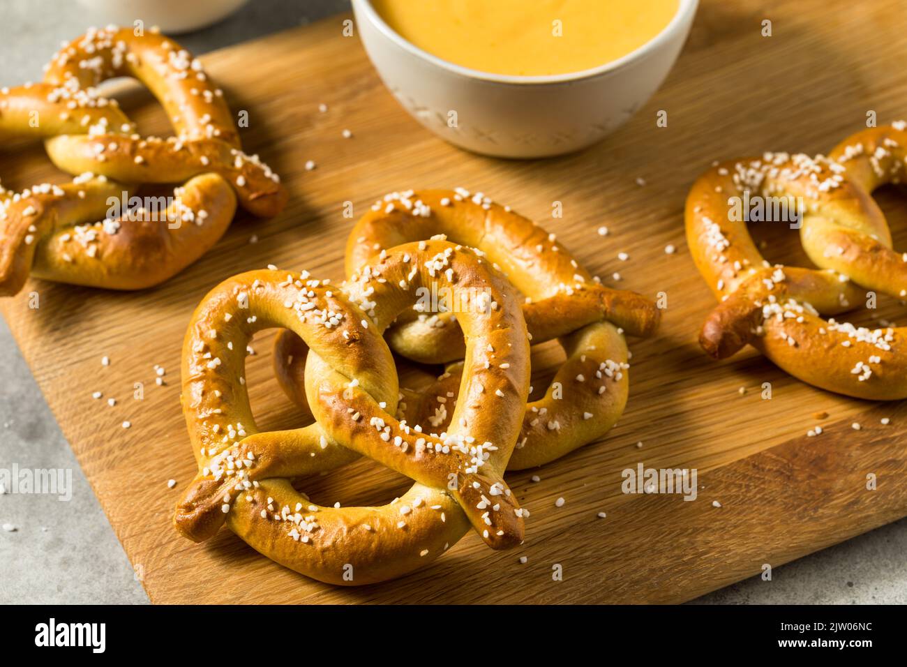 Homemade German Soft Pretzel Twists with Salt Stock Photo Alamy