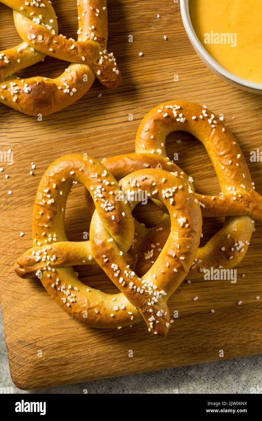 Homemade German Soft Pretzel Twists with Salt Stock Photo Alamy