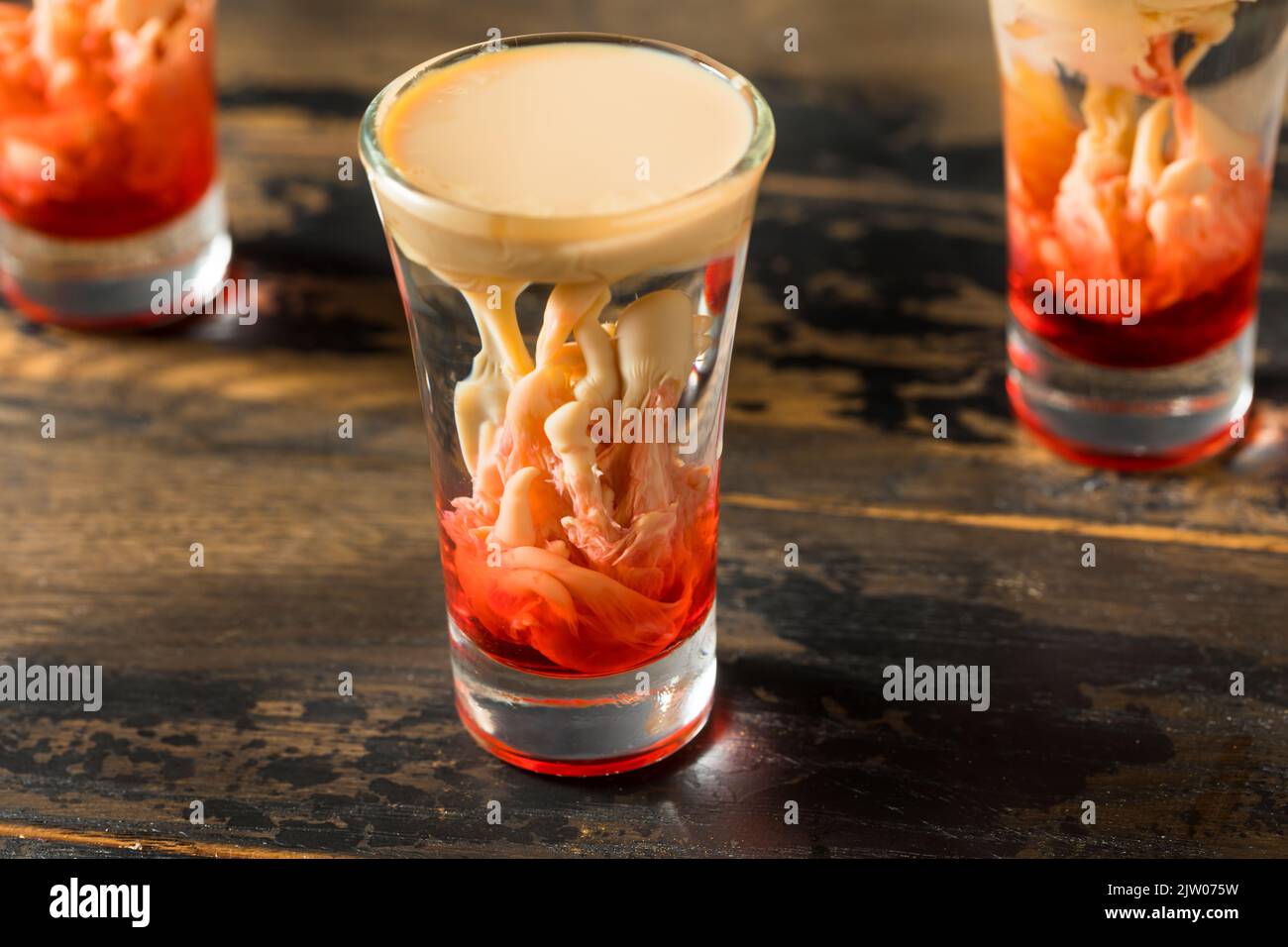Boozy Halloween Brain Hemorrhage Shot Cocktail with Peach and Grenadine ...