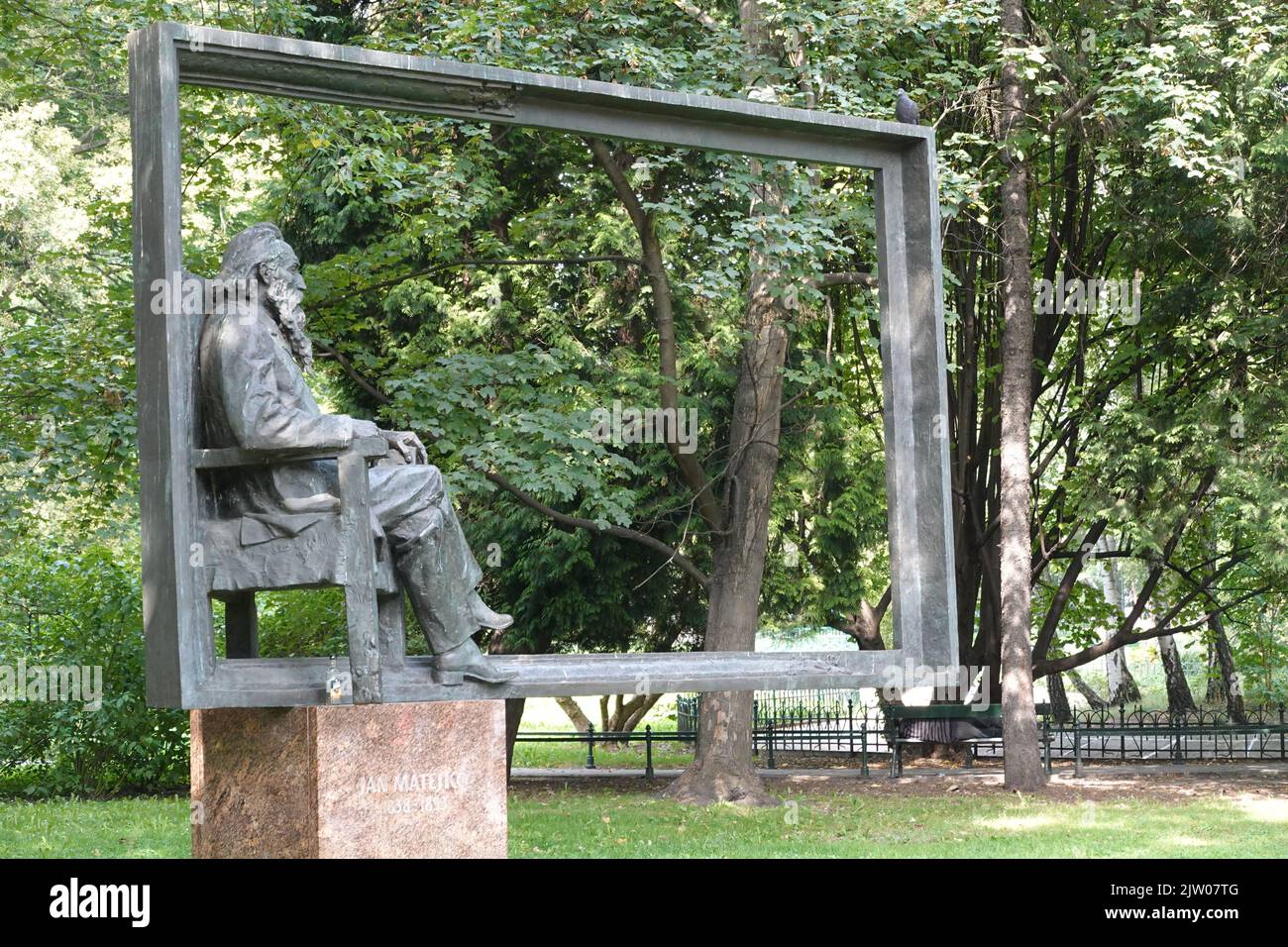 Statue of Jan Matejko 19th Century Polish painter, Planty, Krakow, Poland, Europe Stock Photo