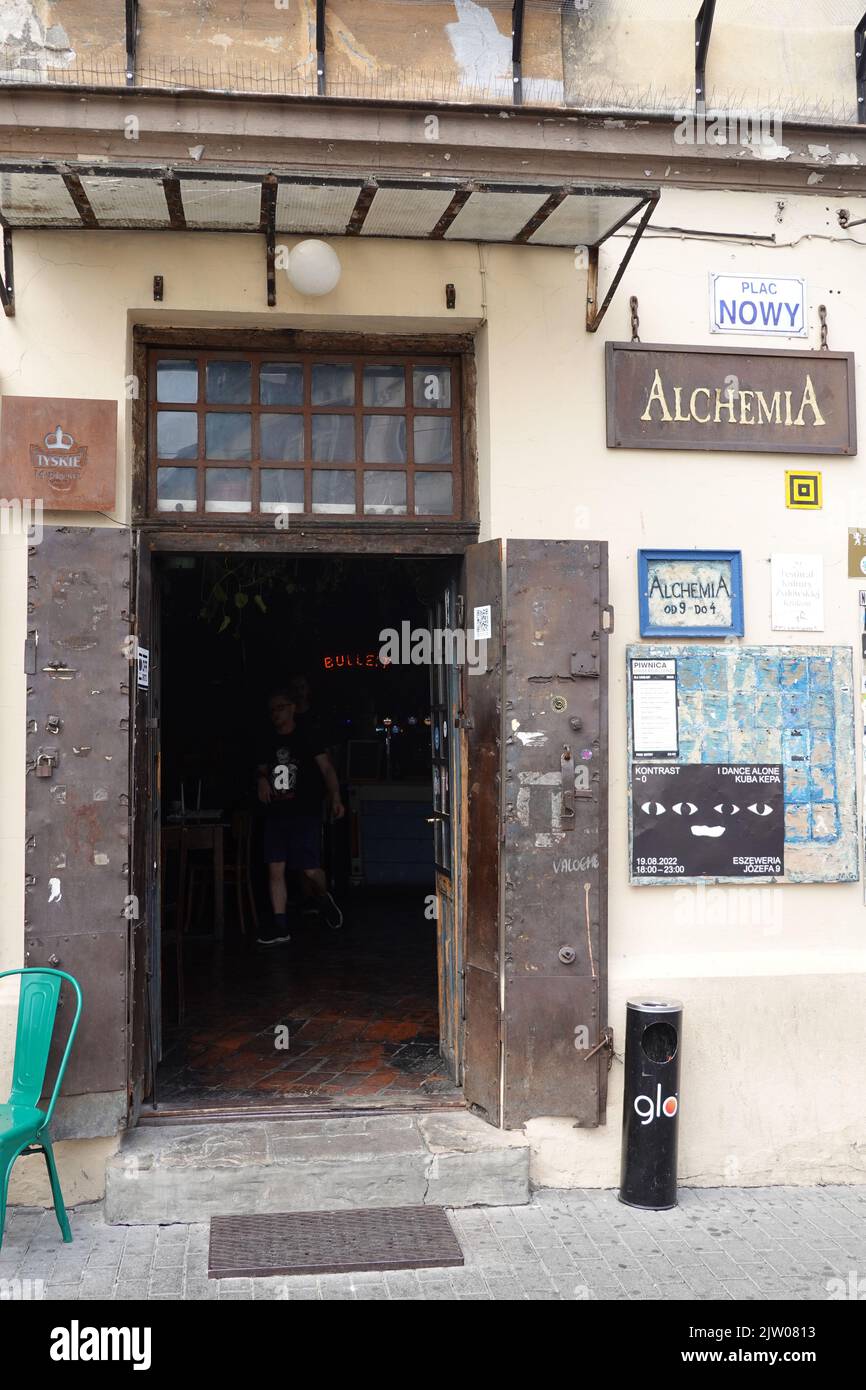Alchemia an historic pub/ club in the Jewish area of Krakow, Poland, Europe Stock Photo